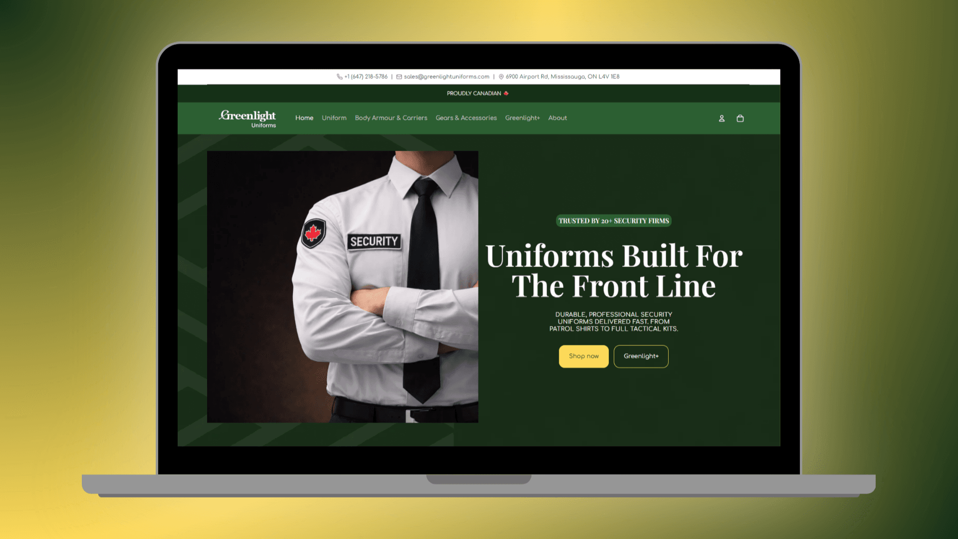 Greenlight Uniforms Website